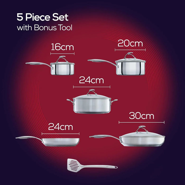 Circulon S Series Stainless Steel Cookware Set with Slotted Turner - 5 Piece - LemonSalt