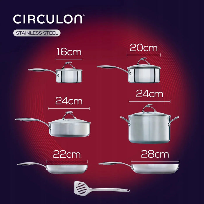 Circulon S Series Stainless Steel Non Stick Cookware set with Slotted Turner - 6 Pieces - LemonSalt