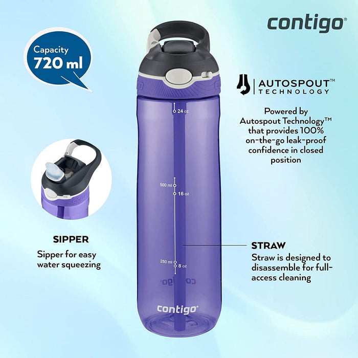 Contigo Ashland Autospout Water Bottle - Grapevine (720ml)