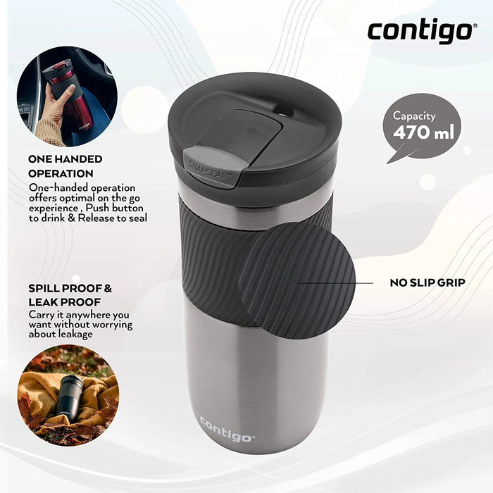 Contigo Byron Snapseal Travel Mug - Gunmetal (470ml)