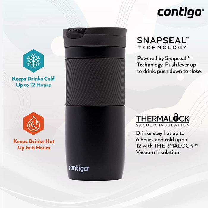 Contigo Byron Snapseal Travel Mug - Matte Black (470ml)