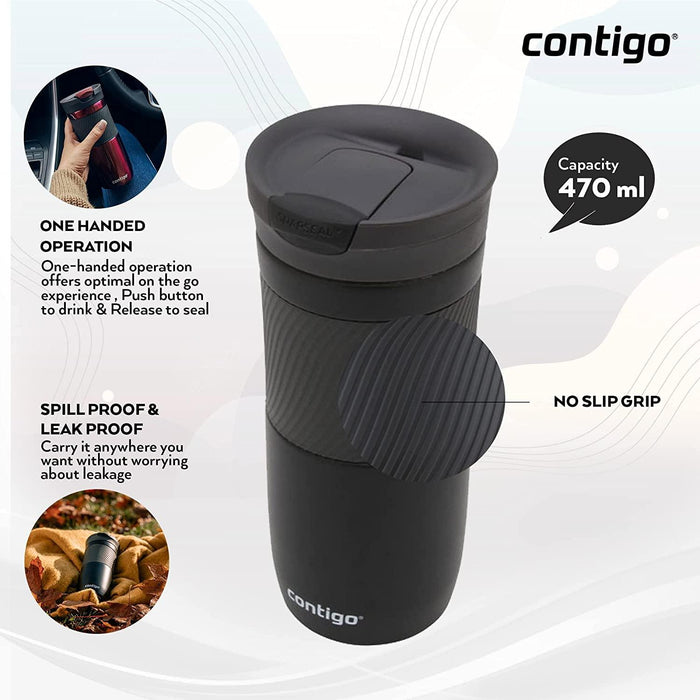 Contigo Byron Snapseal Travel Mug - Matte Black (470ml)