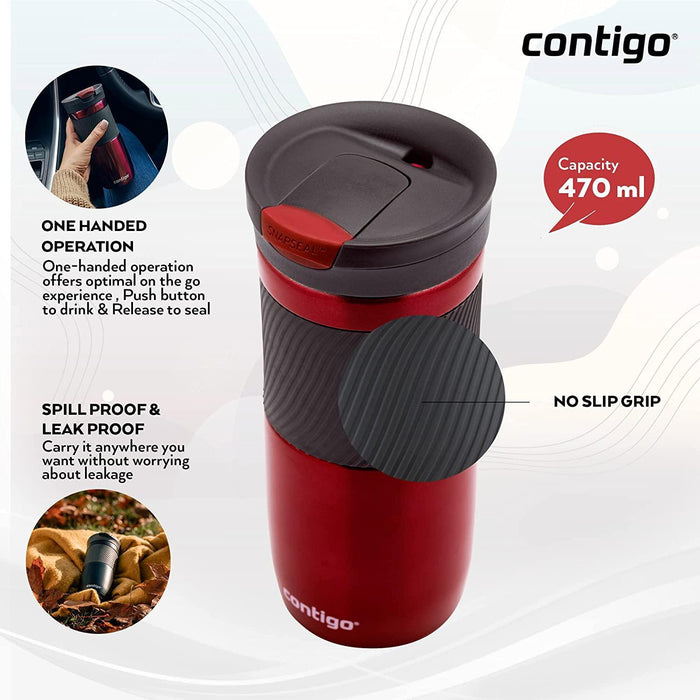 Contigo Byron Snapseal Travel Mug - Red (470ml)