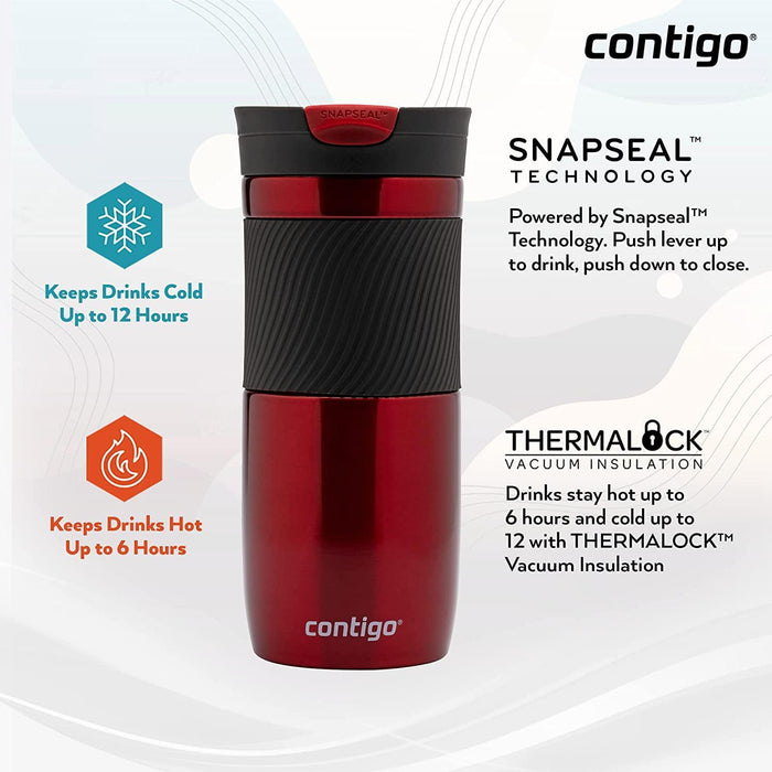 Contigo Byron Snapseal Travel Mug - Red (470ml)