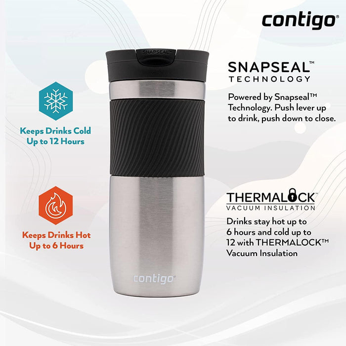 Contigo Byron Snapseal Travel Mug -  Stainless Steel (470ml)