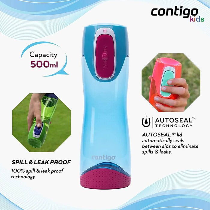 Contigo Swish Autoseal Kids Water Bottle - Skyblue (500ml)