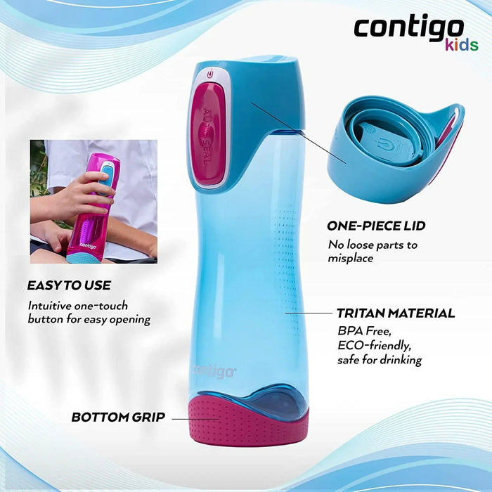 Contigo Swish Autoseal Kids Water Bottle - Skyblue (500ml)