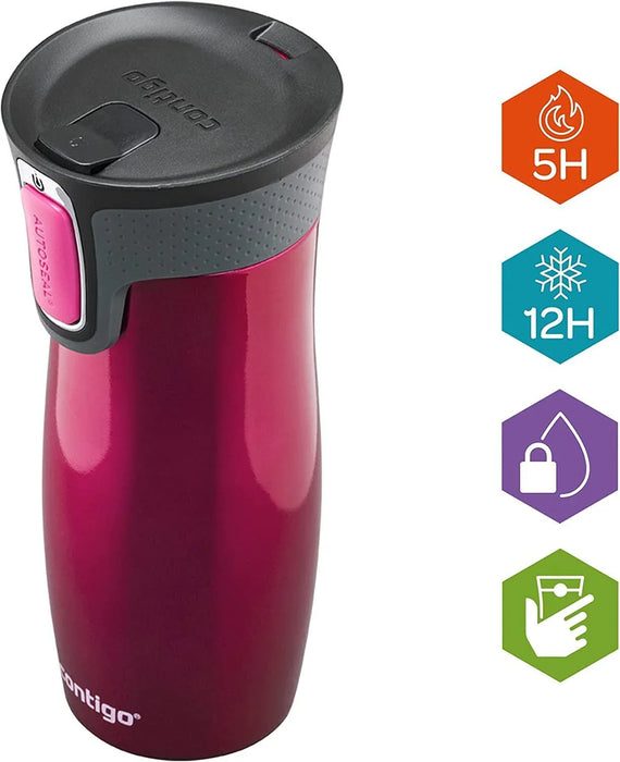 Contigo West Loop Autoseal Travel Mug - Raspberry (470ml)