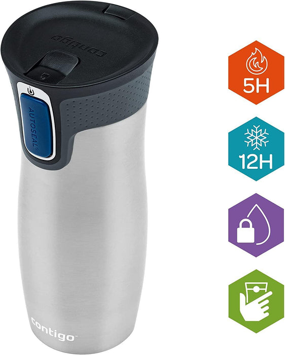 Contigo West Loop Autoseal Travel Mug - Stainless Steel (470ml)