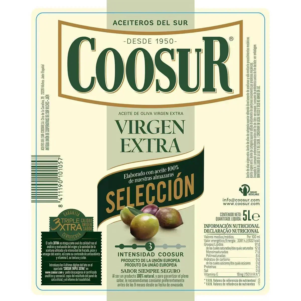 Coosur Extra Virgin Olive Oil (5L) - LemonSalt