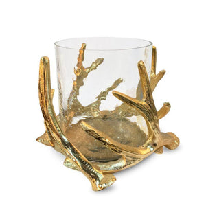 Culinary Concepts Medium Antler Hurricane With Hammered Glass - Gold Finish | {{ collection.title }}