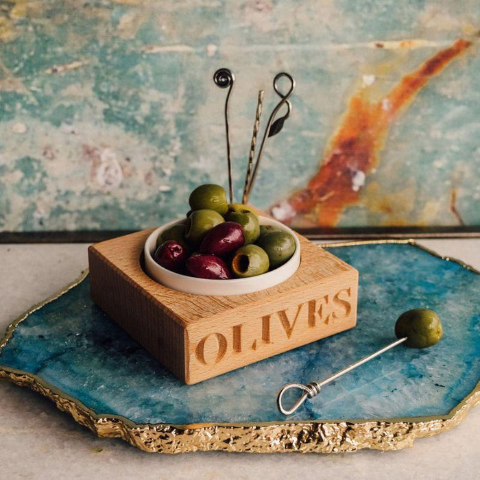 Culinary Concepts Olives Beech Wood Holder with Porcelain Dish & Picks | {{ collection.title }}