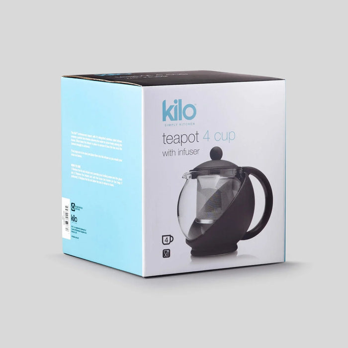 Kilo D07 4-Cup Glass Teapot with Stainless Steel Infuser 1400ml