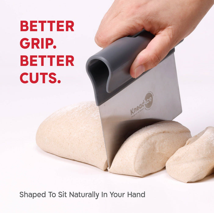 KneadAce Bench Scraper and Baker's Brush - Grey/Turquoise