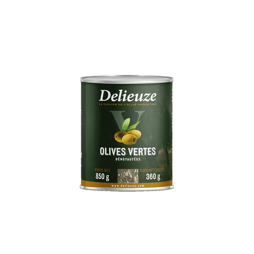 Delieuze Pitted Canned Green Olives (850g) - LemonSalt
