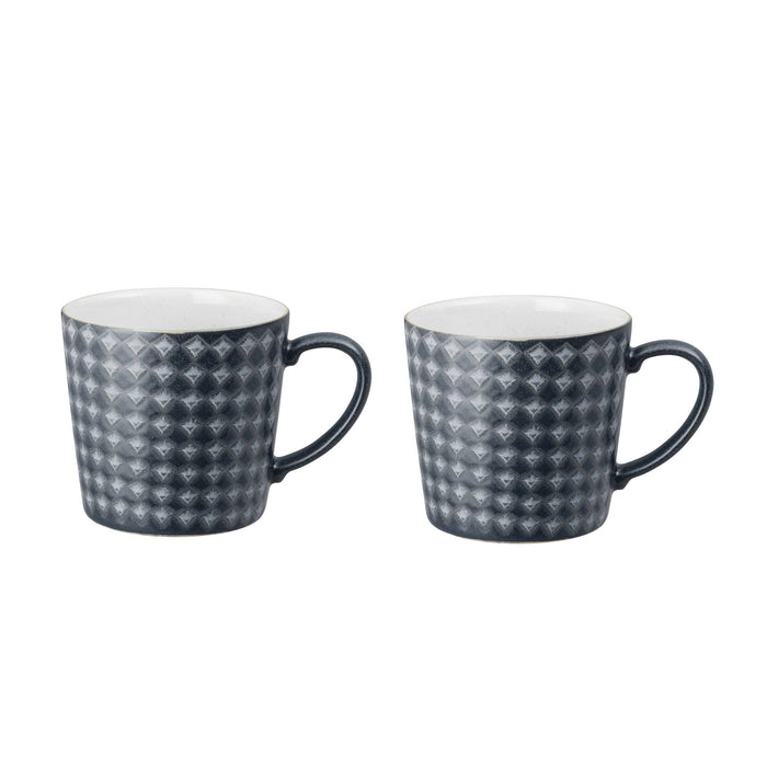Denby Stoneware Impression Charcoal Blue Diamond Mugs (Set of 2) - LemonSalt