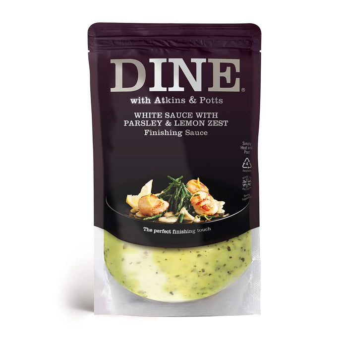Dine with Atkins & Potts - White Sauce With Parsley & Lemon Zest Finishing Sauce (350g)