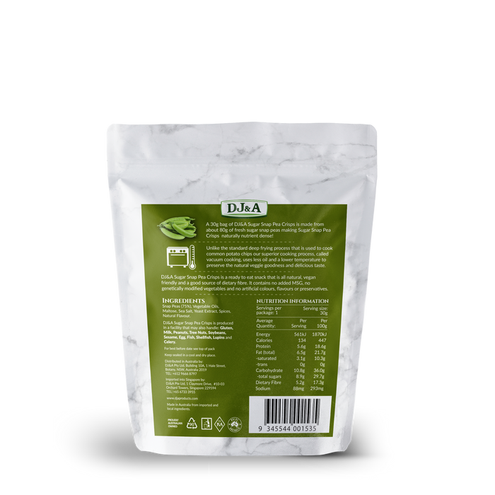 DJ&A Sugar Snap Pea Crisps (30g) - LemonSalt