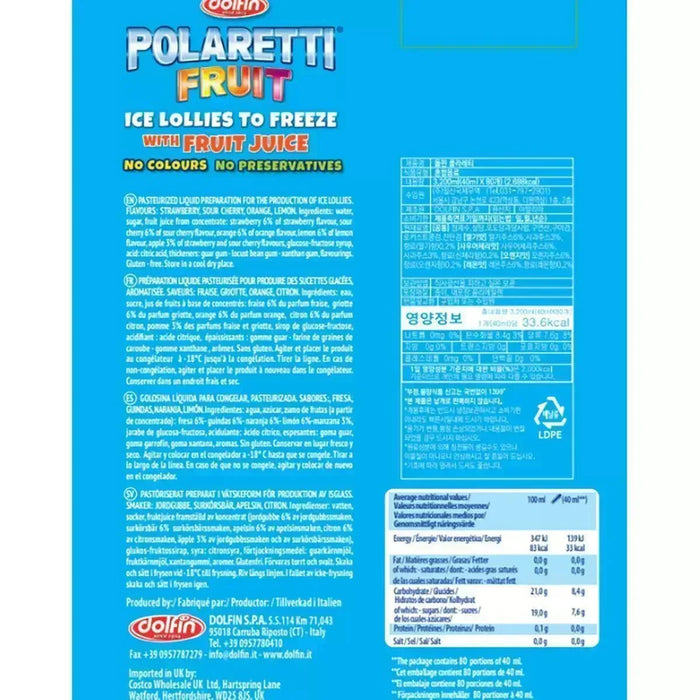 Dolfin Polaretti Fruit Ice Lollies (80x40ml) - LemonSalt