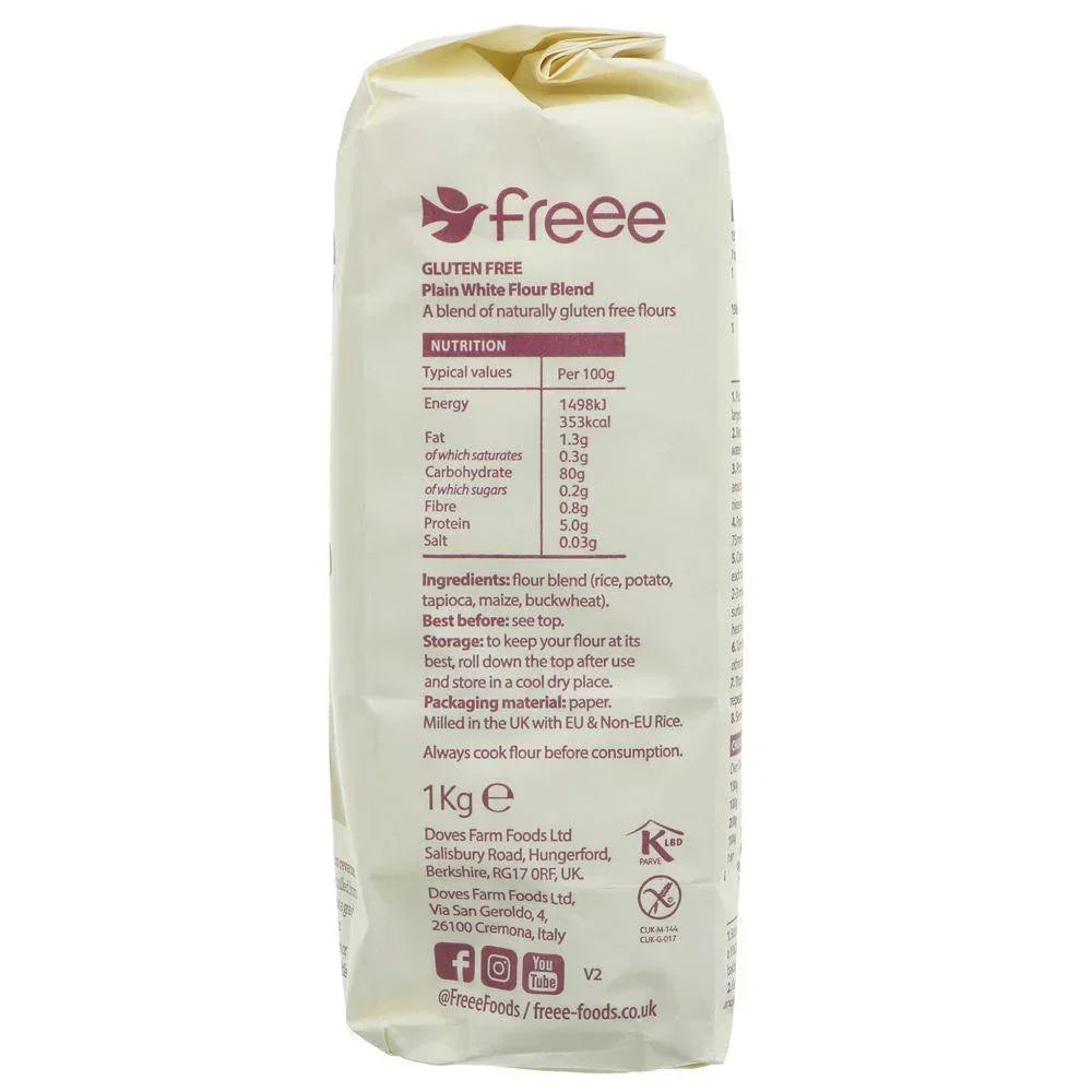 Doves Farm Gluten Free Plain White Flour (1kg) - LemonSalt