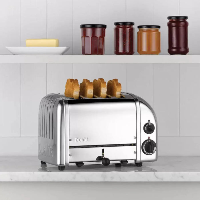 Dualit Classic 4 Slot Toaster With Sandwich Cage in Polished Stainless Steel