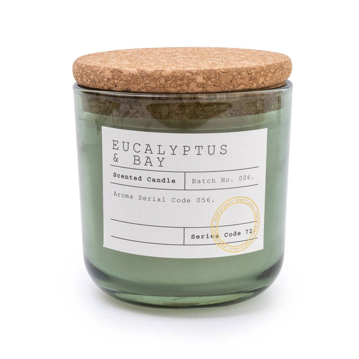 Glass Filled Wax Pot with Cork Lid in Eucalyptus and Bay Scent (11cm)