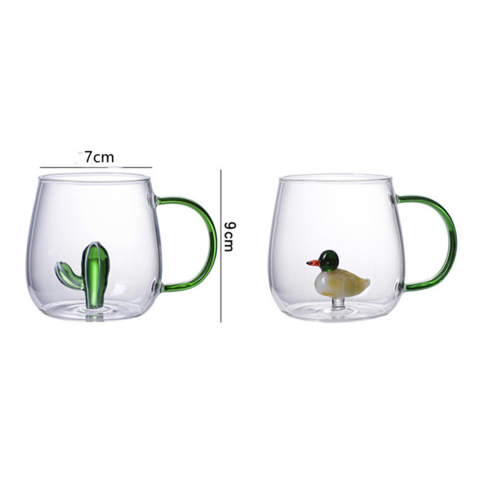 Animal Shape Glass Cup - Cute 3D Handle Mug (Starfish)