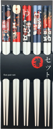 Emro Aziatica Lucky Cats Chopsticks (5 Pairs)