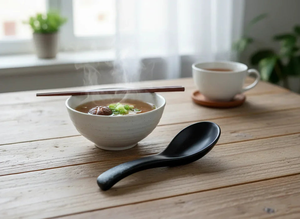 Exquisite Japanese Artisan Ceramic Soup Spoons (Set of 5) - Perfect for Ramen & Pho - LemonSalt
