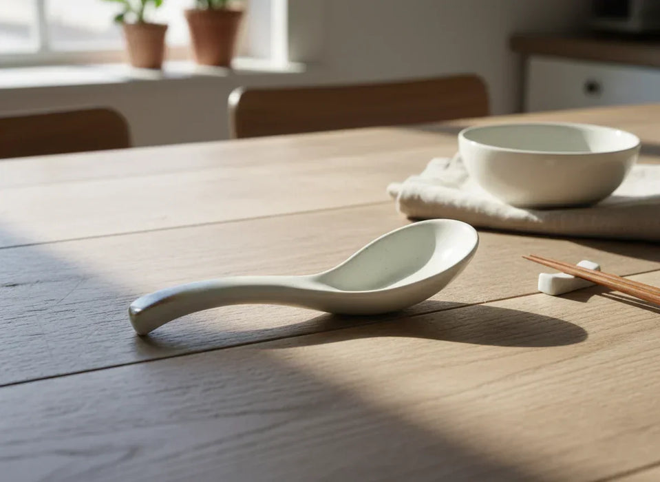 Exquisite Japanese Artisan Ceramic Soup Spoons (Set of 5) - Perfect for Ramen & Pho - LemonSalt