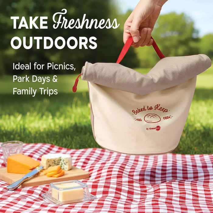 KneadAce Roll Top Bread Bags (Grey/Off-White)