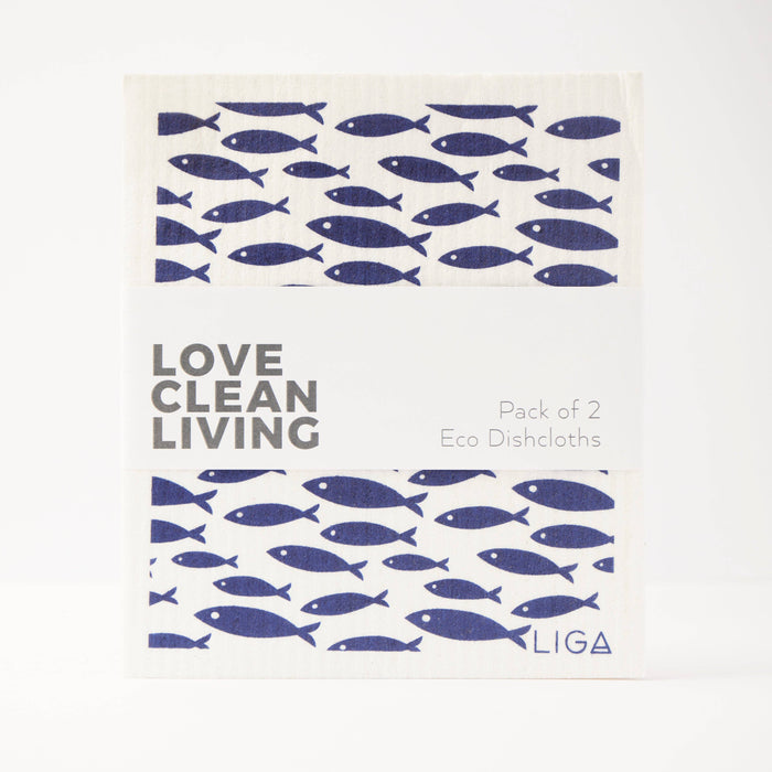 Liga Eco Dishcloths - Fish & Wave