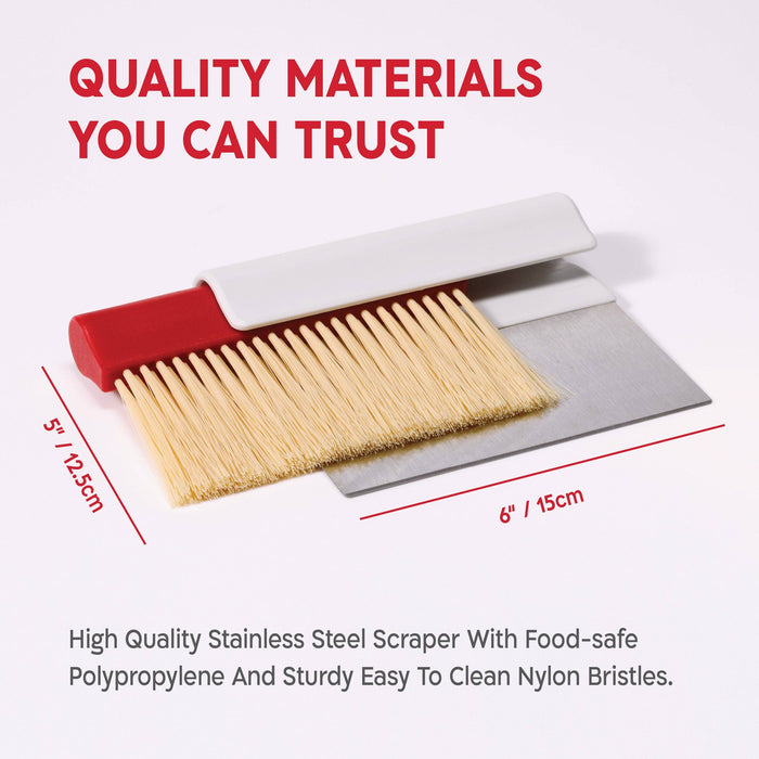 KneadAce Bench Scraper and Baker's Brush - White/Red