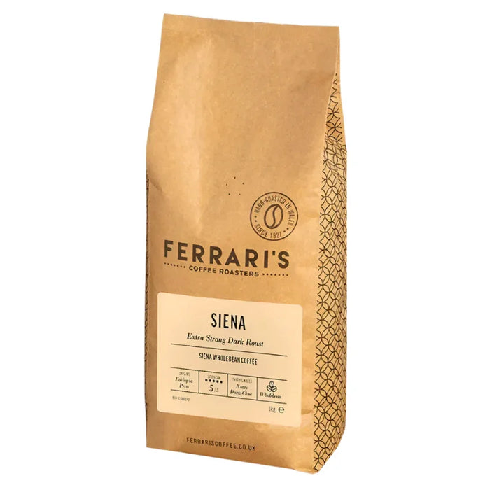 Ferraris Coffee Beans, Extra Strong, Dark Roast, Strength 5/5 - Siena (1kg) - LemonSalt