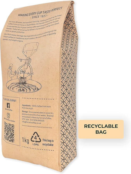 Ferraris Coffee Beans, Extra Strong, Dark Roast, Strength 5/5 - Siena (1kg) - LemonSalt