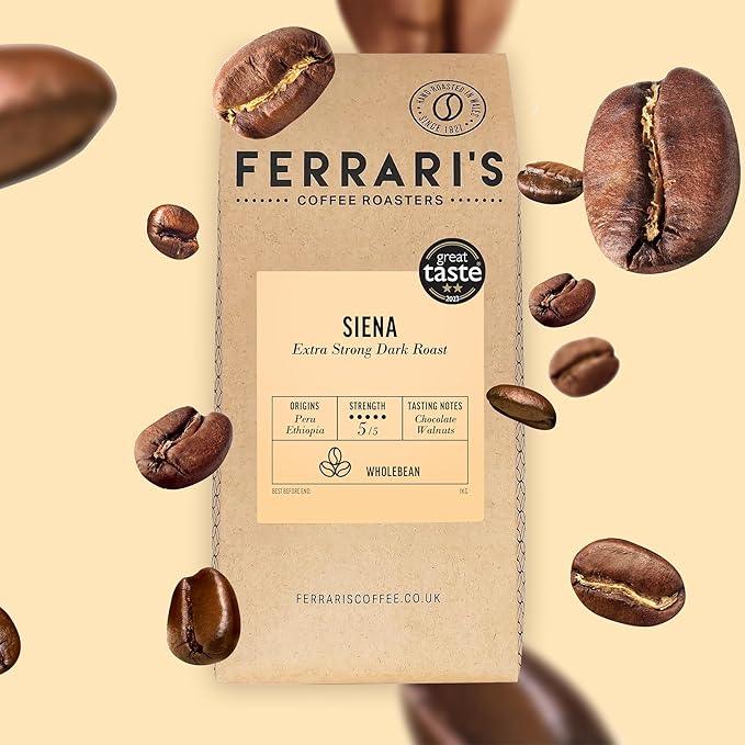 Ferraris Coffee Beans, Extra Strong, Dark Roast, Strength 5/5 - Siena (1kg) - LemonSalt