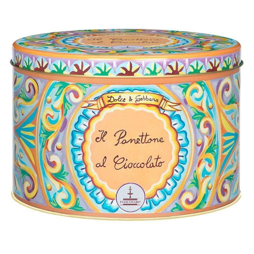 Fiasconaro - Dolce & Gabbana Dark and Milk Chocolate Panettone in Round Tin (1kg) - LemonSalt