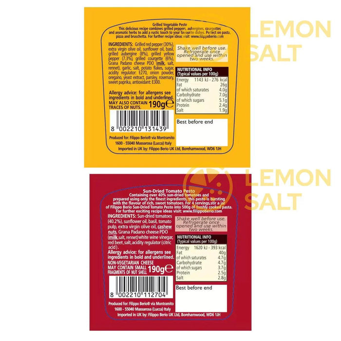 Filippo Berio Pesto Variety Pack (6x190g)