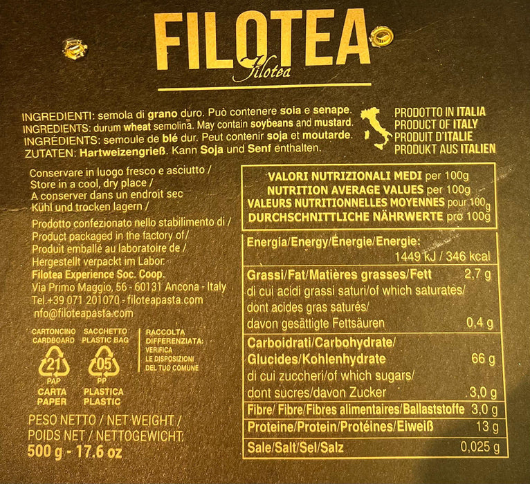 Filotea Durum Wheat Semolina Pasta - Paccheri (500g) - LemonSalt