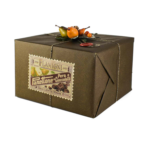 Flamigni Chocolate Rustic Panettone - Dark Chocolate & Pear (1kg) - LemonSalt