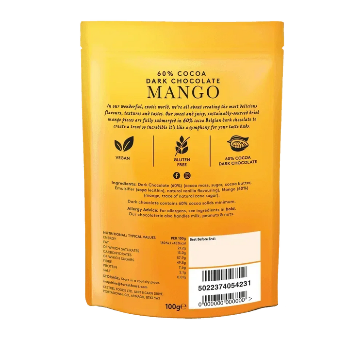 Forest Feast - Dark Chocolate Mango Strips (100g) - LemonSalt