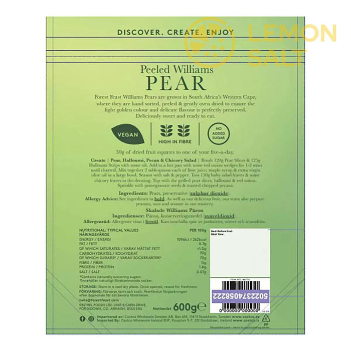 Forest Feast - Dried Peeled Williams Pear (600g)