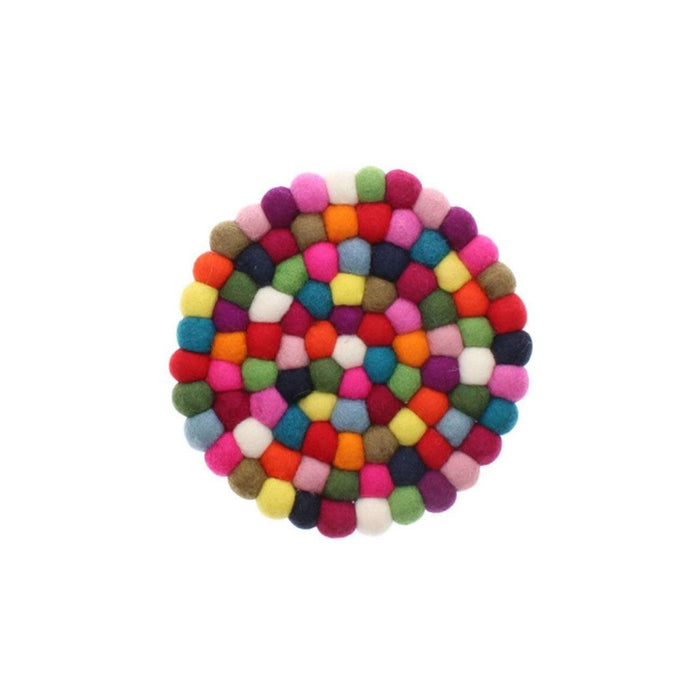 Funky Yak Pebble Wool Felt Coaster 10cm - Multicolour - LemonSalt