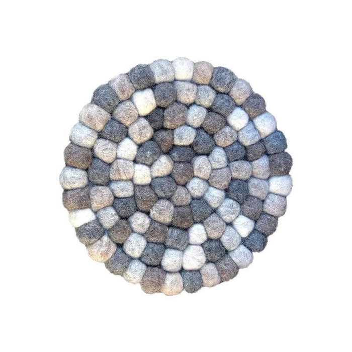 Funky Yak Pebble Wool Felt Coaster 12cm - Grey