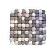 Funky Yak Pebble Wool Felt Square Coaster 10cm - Grey