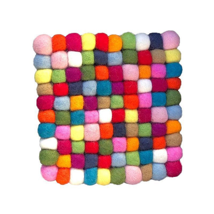 Funky Yak Pebble Wool Felt Square Coaster 10cm - Grey