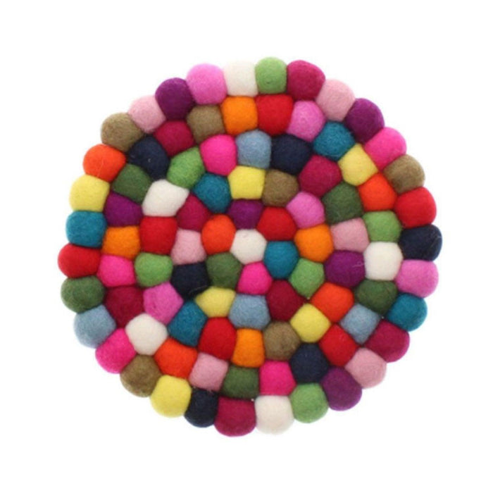 Funky Yak Pebble Wool Felt Trivet/Hot pad 20cm - Multicolour - LemonSalt