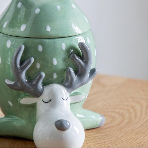 Gallery Reindeer Pot With Lid - Green - LemonSalt