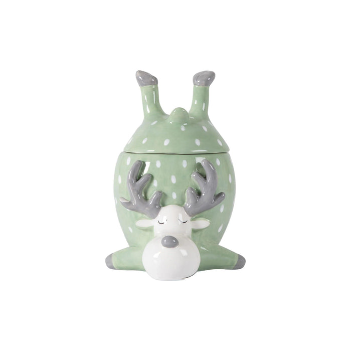 Gallery Reindeer Pot With Lid - Green - LemonSalt
