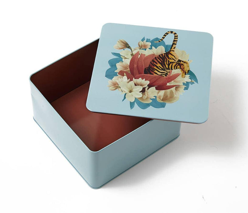 Gangzai Design Square Metal Box Tiger Flower - LemonSalt